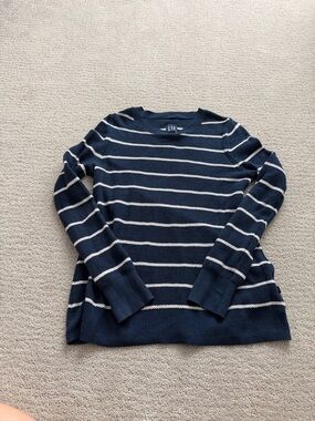 GAP Navy and White Striped Crewneck Pullover